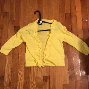 J. Crew yellow linen ruffle sweater